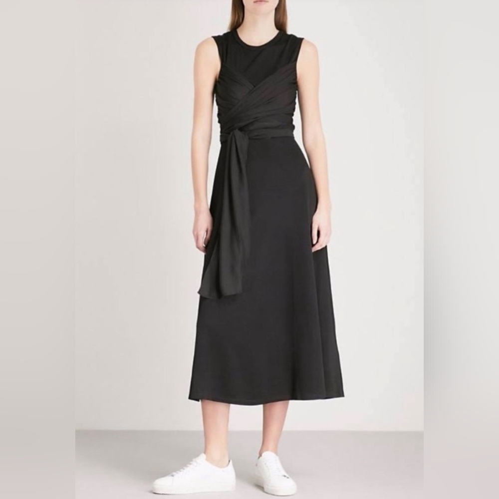 SANDRO PARIS Trudy Stretch Midi Maxi Black Wrap Dress Size 0, (34)